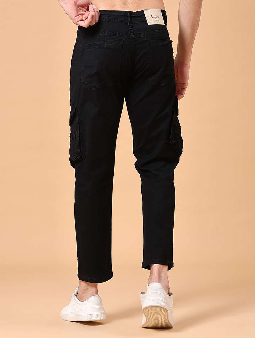 men solid mid rise regular fit cargo  - 22310453 -  Standard Image - 3