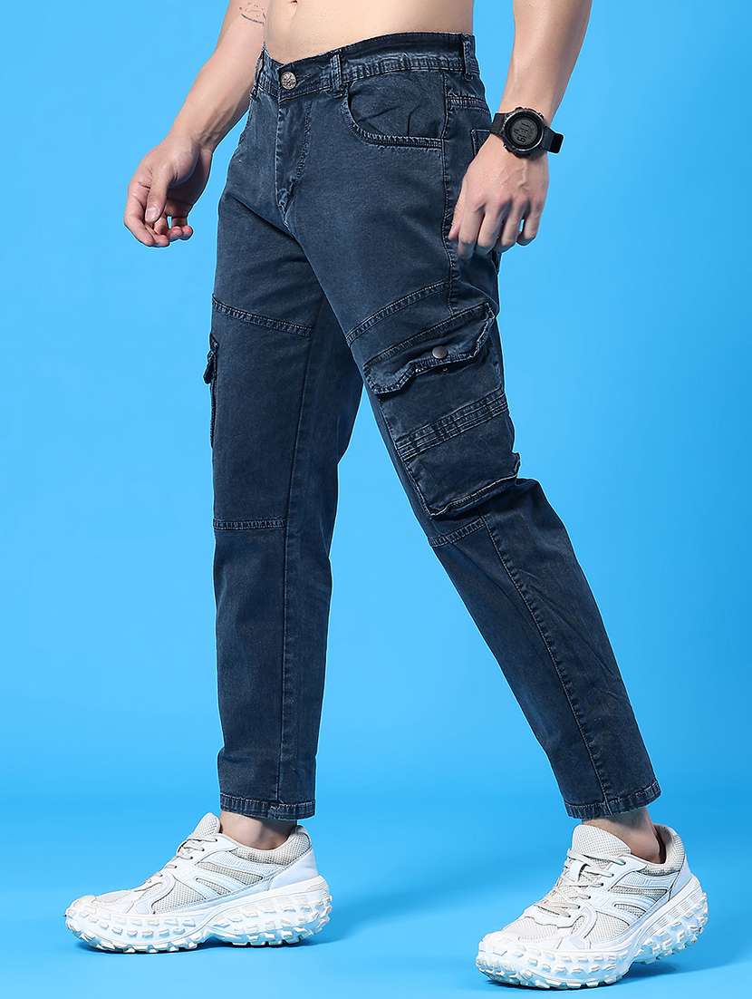 men solid mid rise regular fit cargo  - 22310454 -  Standard Image - 3