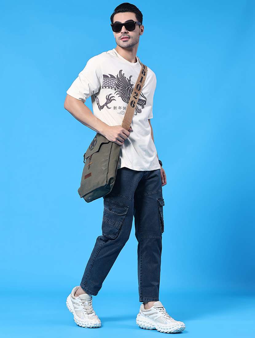 men solid mid rise regular fit cargo  - 22310454 -  Standard Image - 5