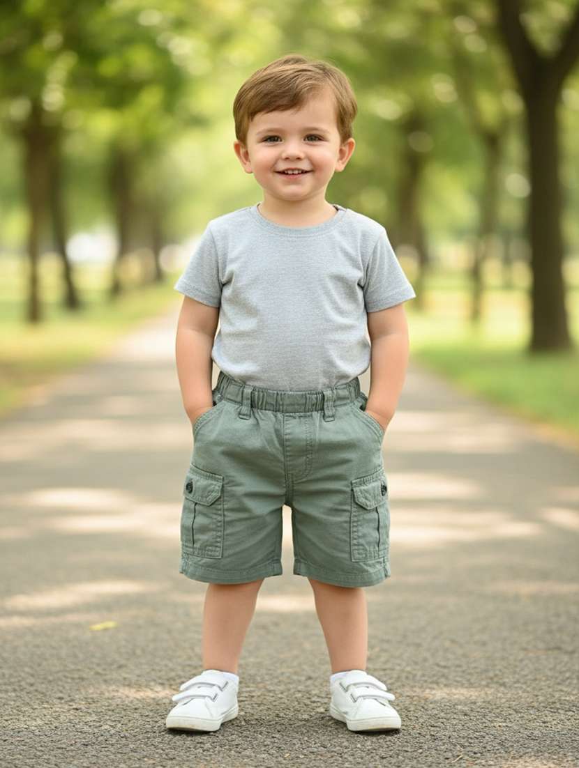 boys solid mid rise regular fit shorts