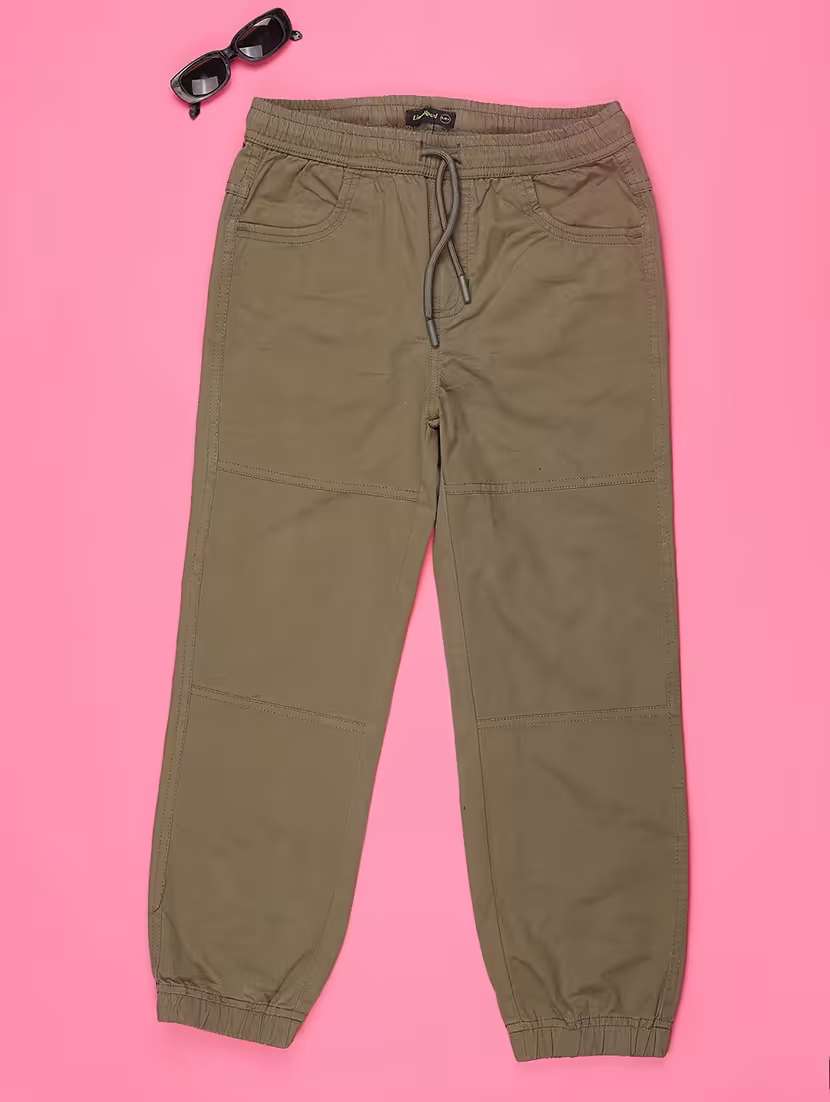 olive poly cotton plain jogger