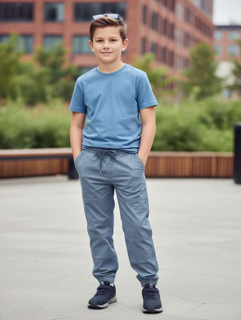grey poly cotton plain jogger