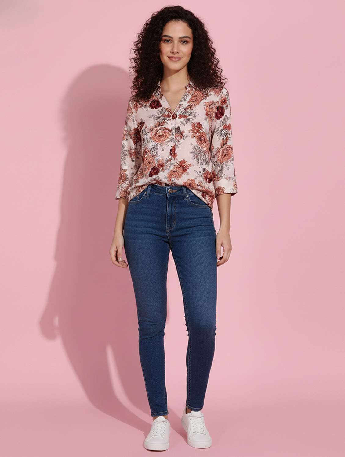 women floral three quarter sleeve top - 22310495 -  Standard Image - 3