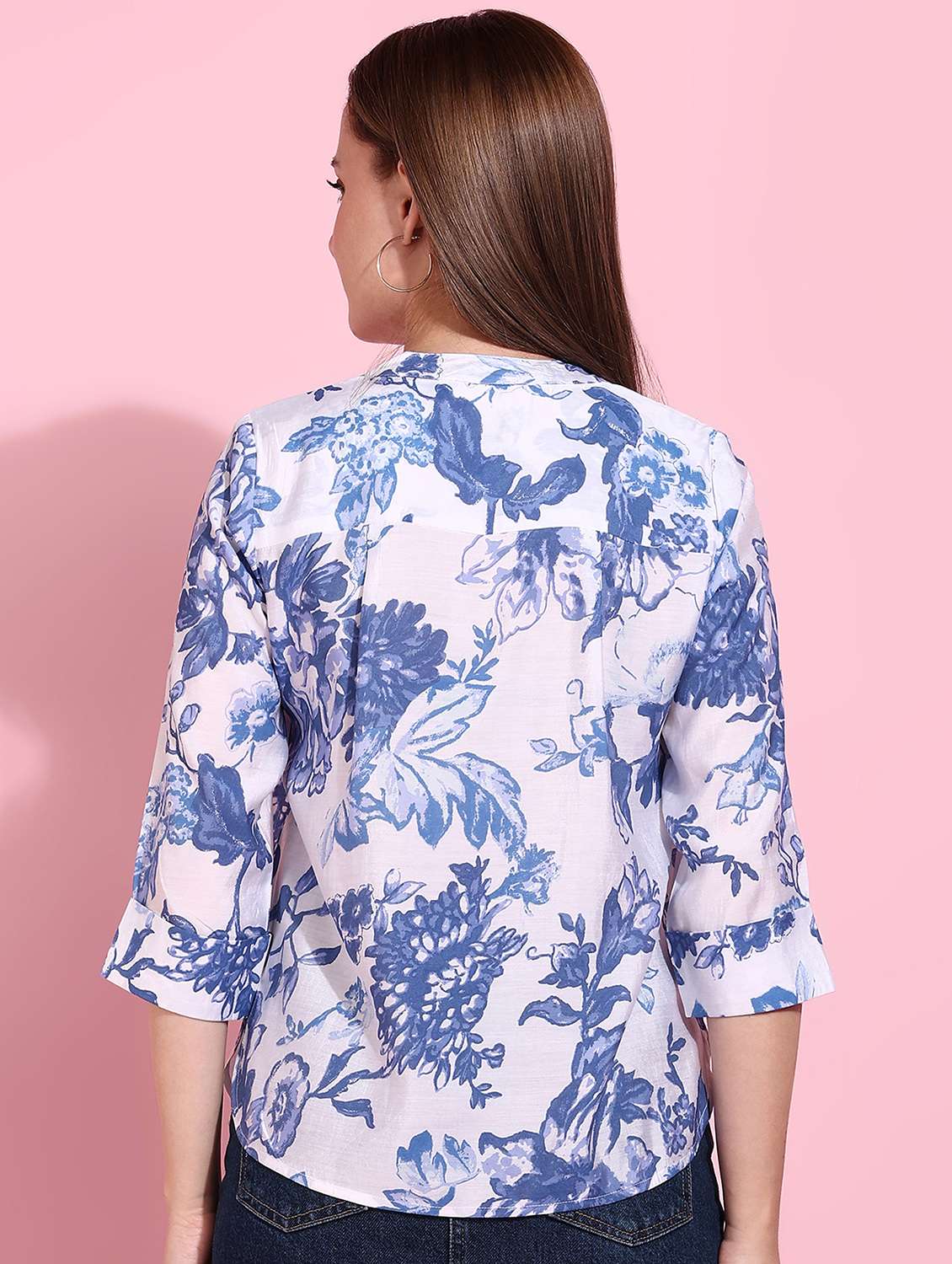 women floral three quarter sleeve top - 22310496 -  Standard Image - 3