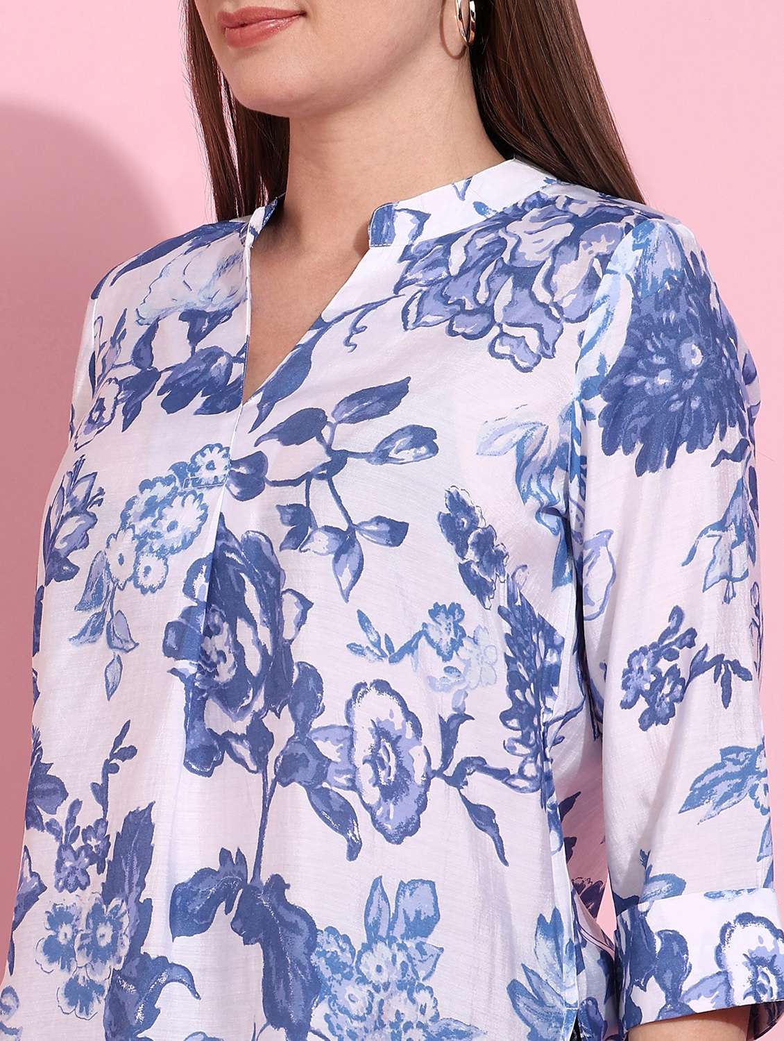 women floral three quarter sleeve top - 22310496 -  Standard Image - 5