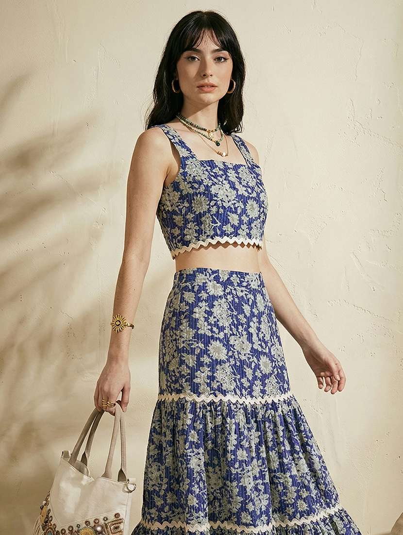 women printed top and skirt co-ord set - 22310514 -  Standard Image - 3