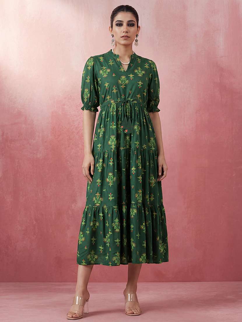 women floral puff sleeve sleeve ethnic dress