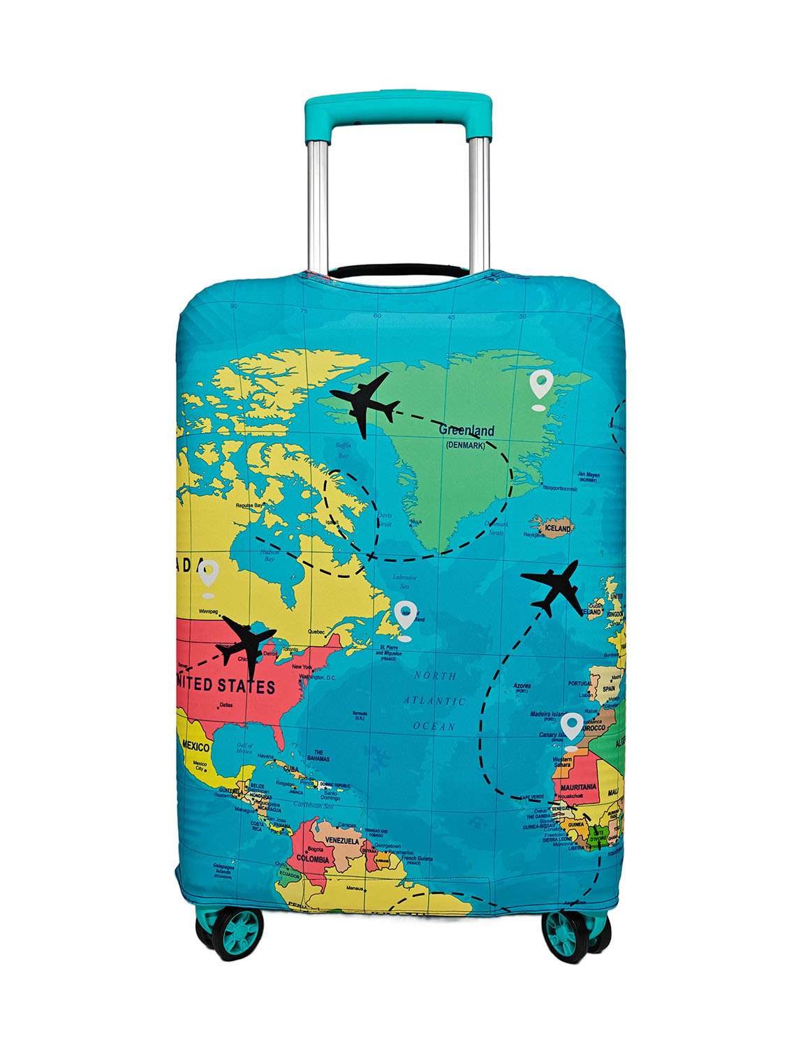 map print suitcase luggage cover