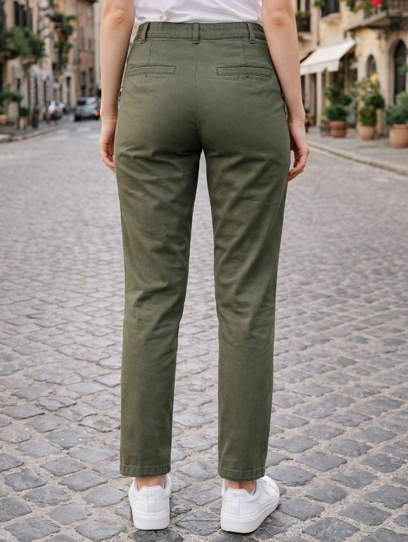 women solid mid rise straight trouser - 22310551 -  Standard Image - 3