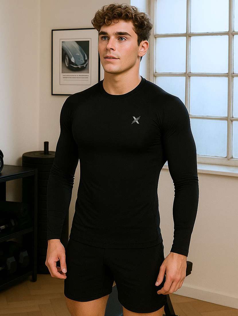 men solid long sleeve dry fit t-shirt