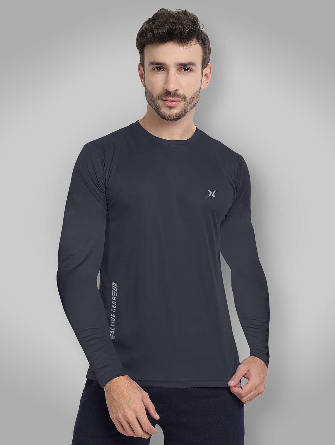 men solid long sleeve dry fit t-shirt