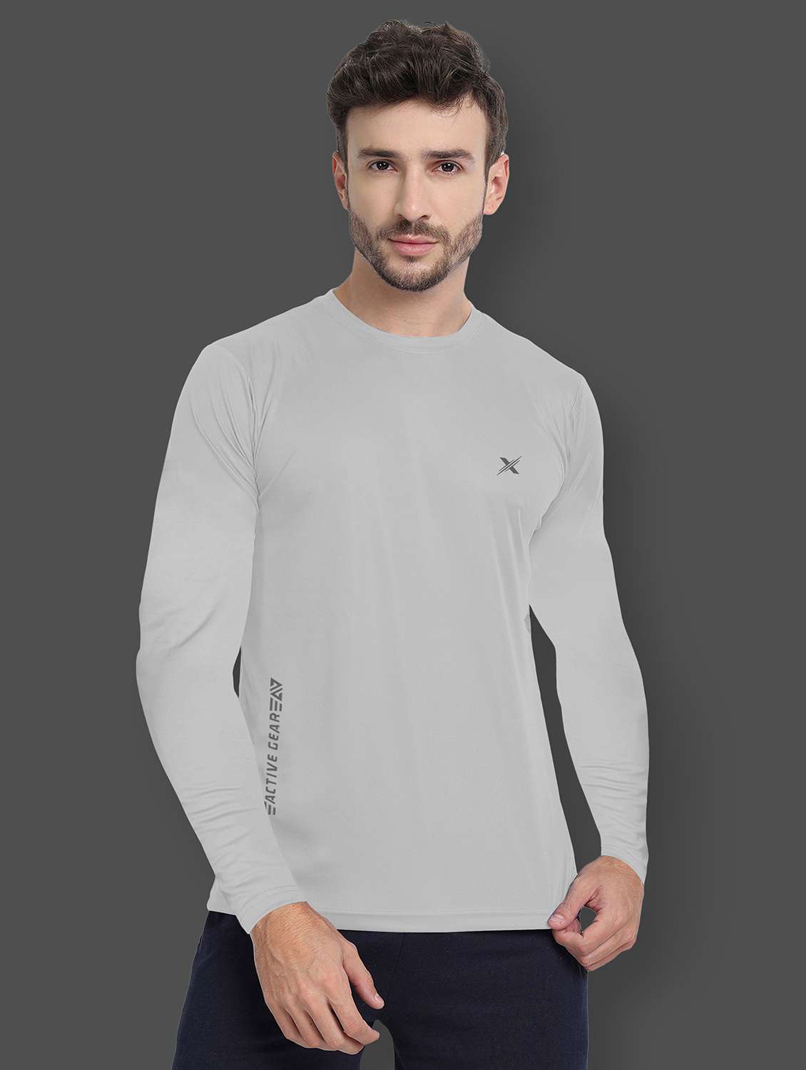 men solid long sleeve dry fit t-shirt