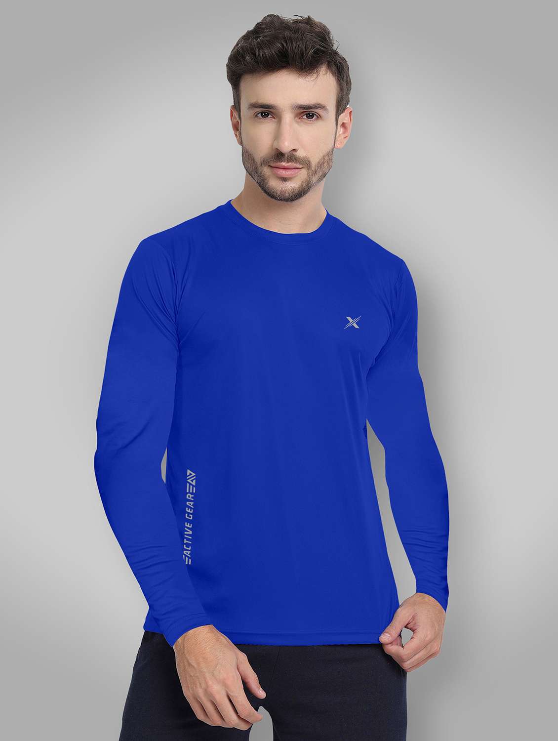 men solid long sleeve dry fit t-shirt
