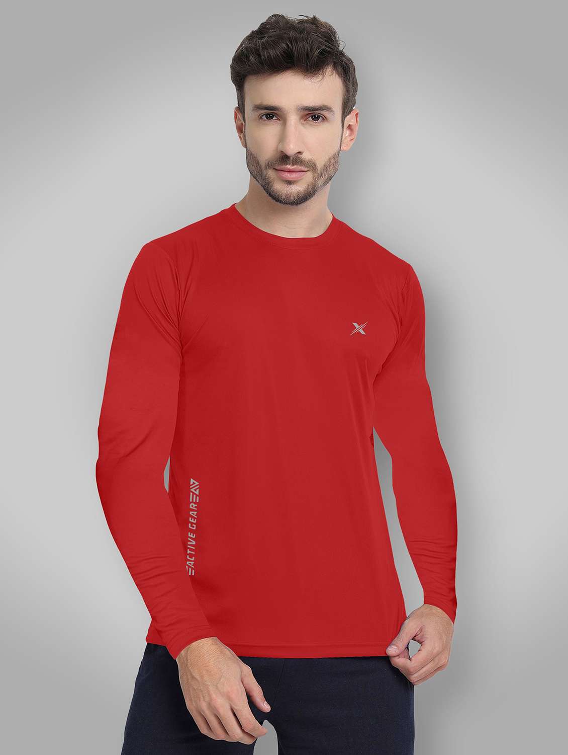 men solid long sleeve dry fit t-shirt