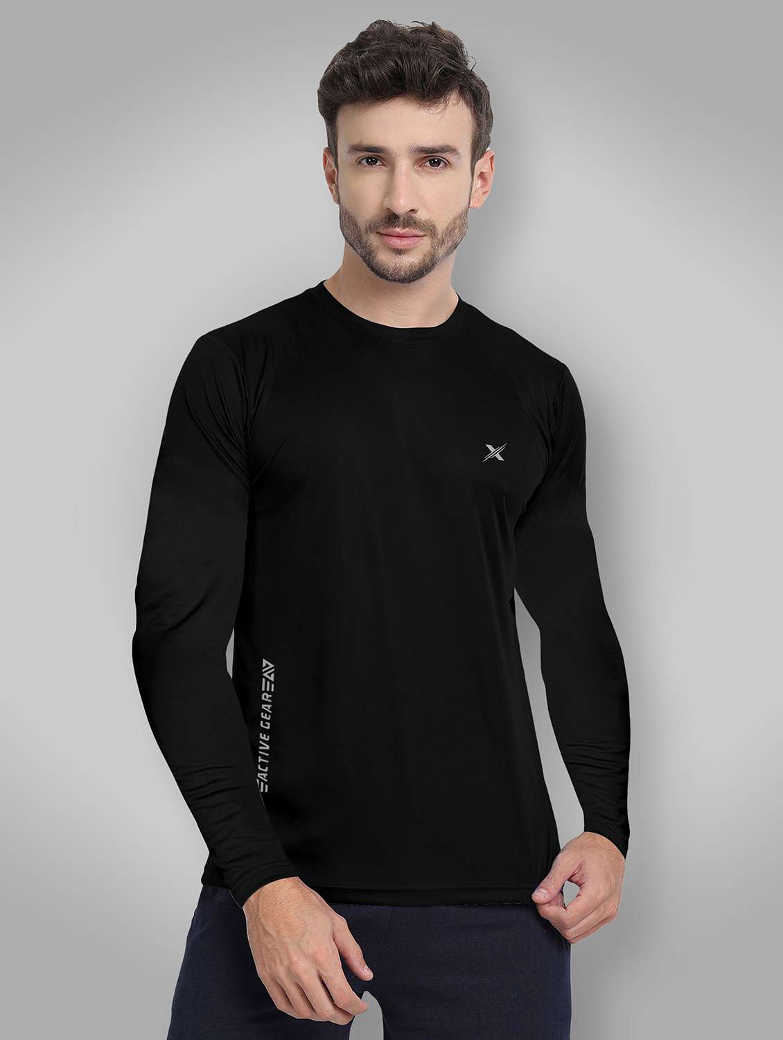 men solid long sleeve dry fit t-shirt