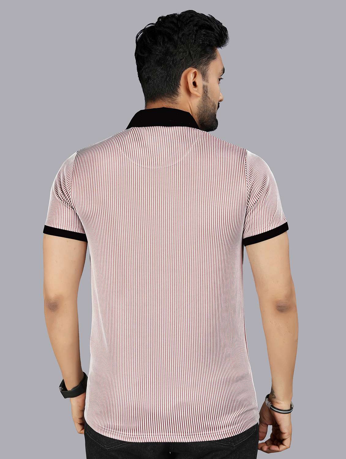 men striped short sleeve polo t-shirt - 22310782 -  Standard Image - 3