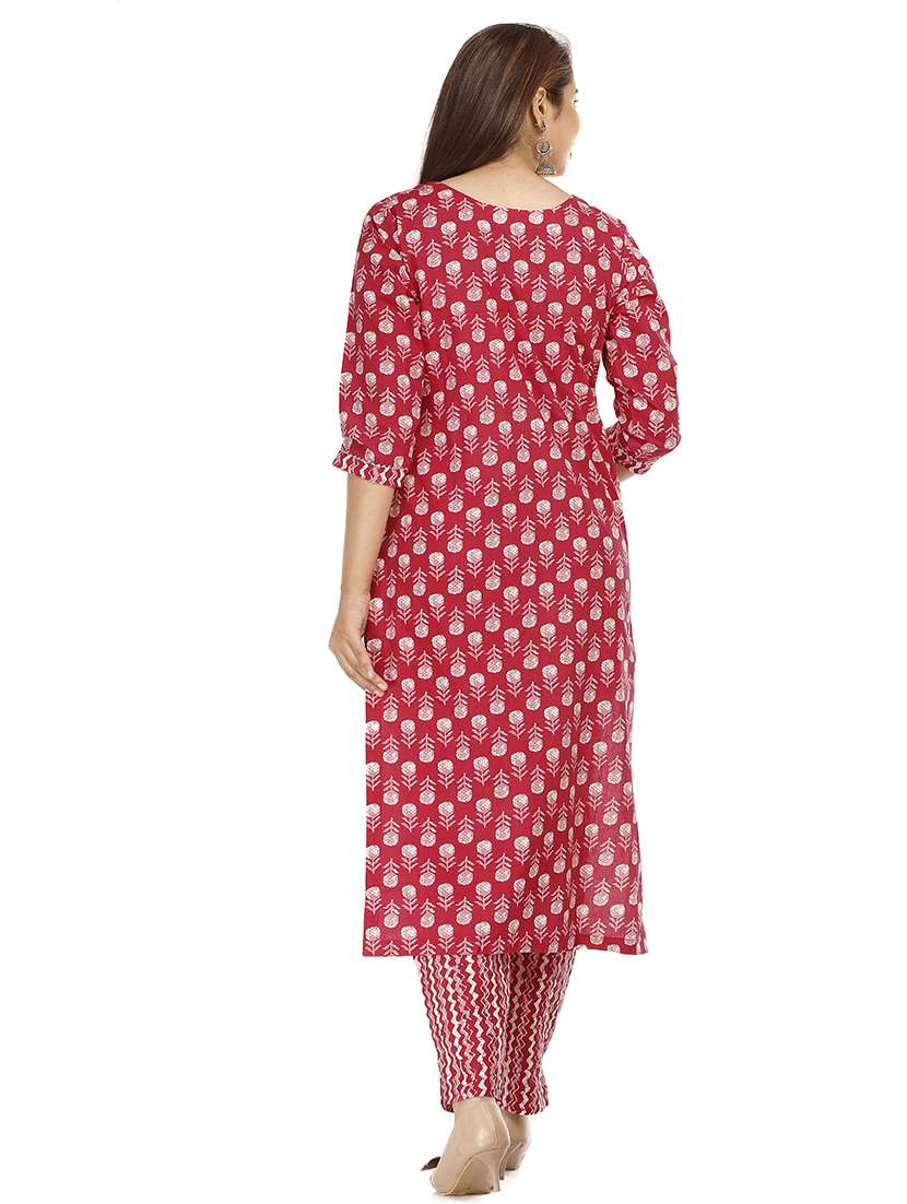 women printed three quarter sleeve kurta pant with dupatta set - 22310836 -  Standard Image - 3
