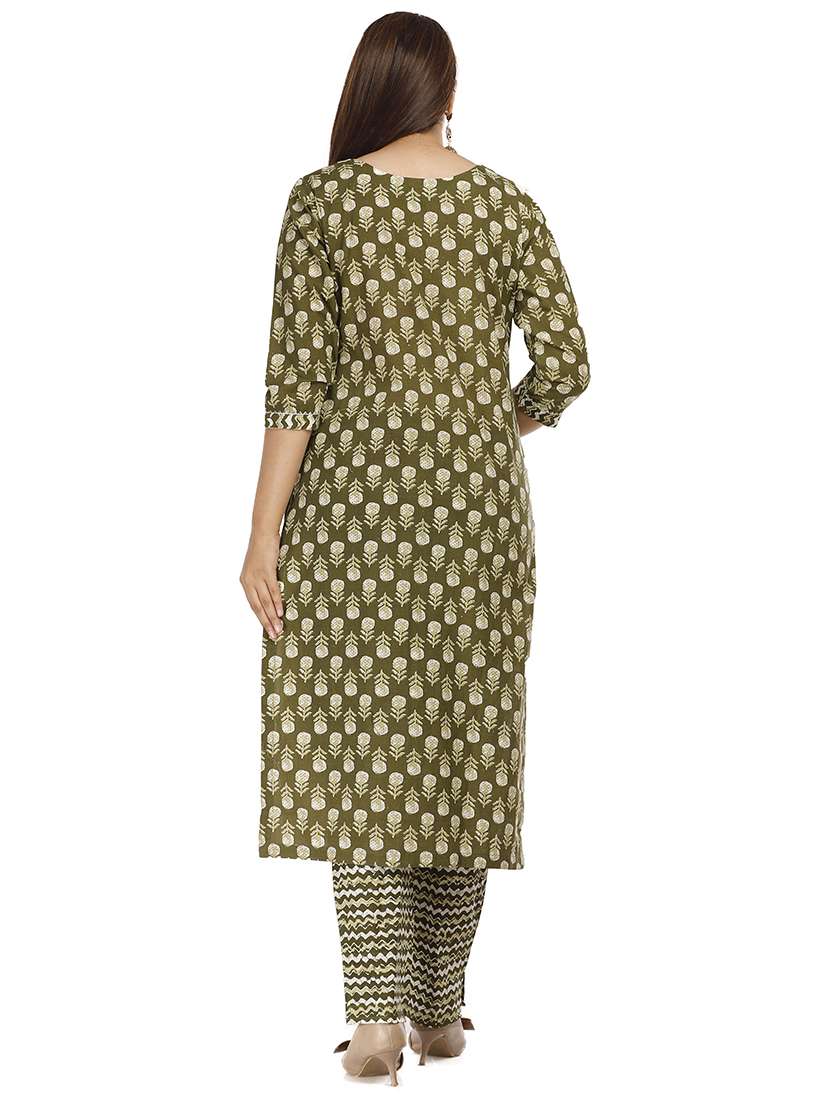 Women Printed Three Quarter Sleeve Kurta Pant With Dupatta Set - 22310837 -  Standard Image - 3