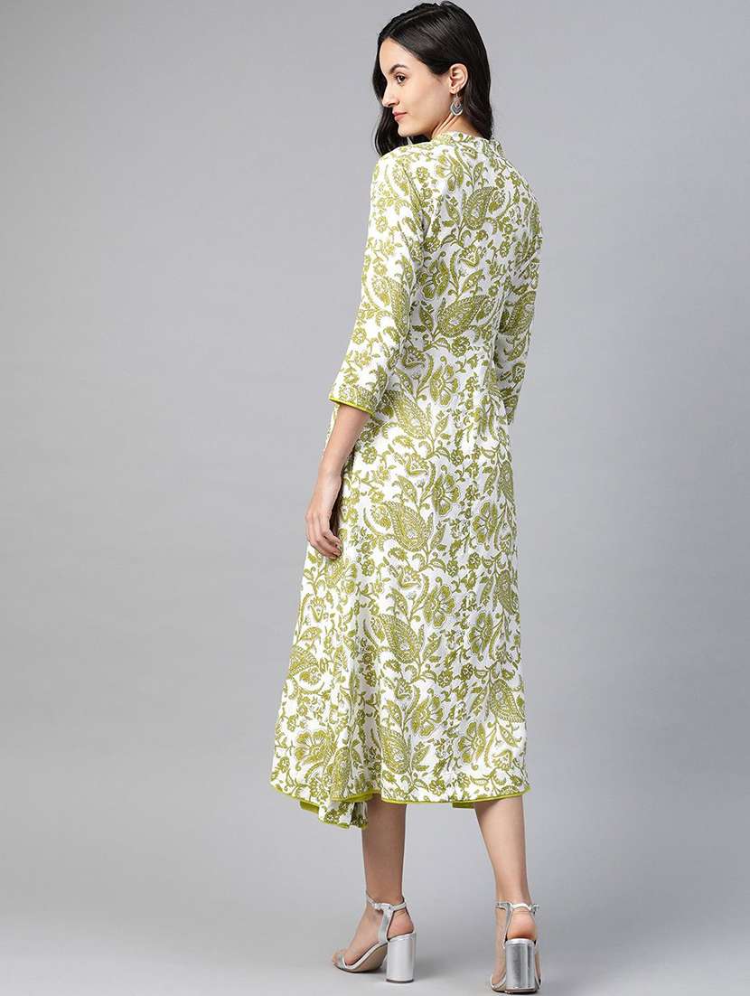 Women Printed Three Quarter Sleeve Front Slit Kurta - 22310845 -  Standard Image - 3