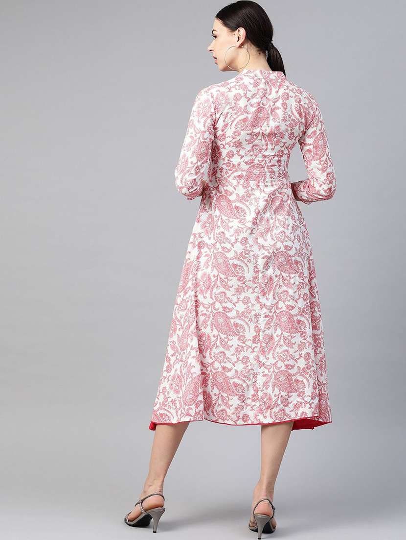 women printed three quarter sleeve front slit kurta - 22310846 -  Standard Image - 3