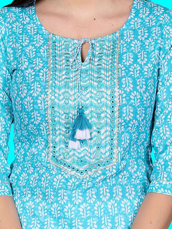 women printed three quarter sleeve straight kurta - 22310883 -  Standard Image - 8