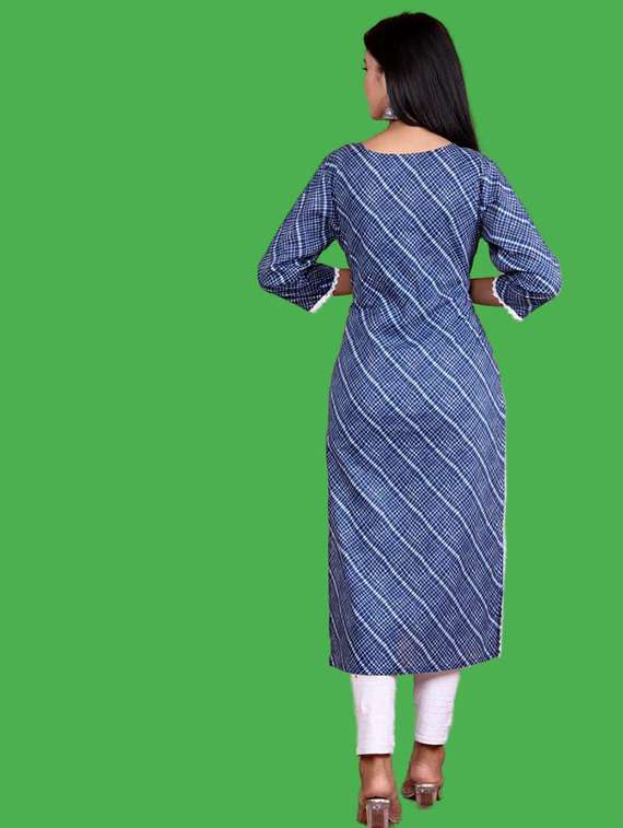 women printed three quarter sleeve straight kurta - 22310893 -  Standard Image - 3