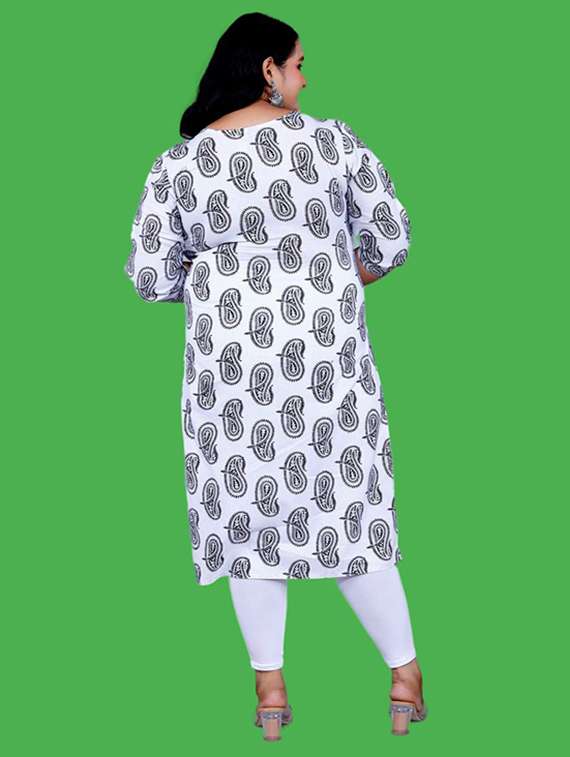 Women Plus Size Paisley Three Quarter Sleeve Straight Kurta - 22310896 -  Standard Image - 3