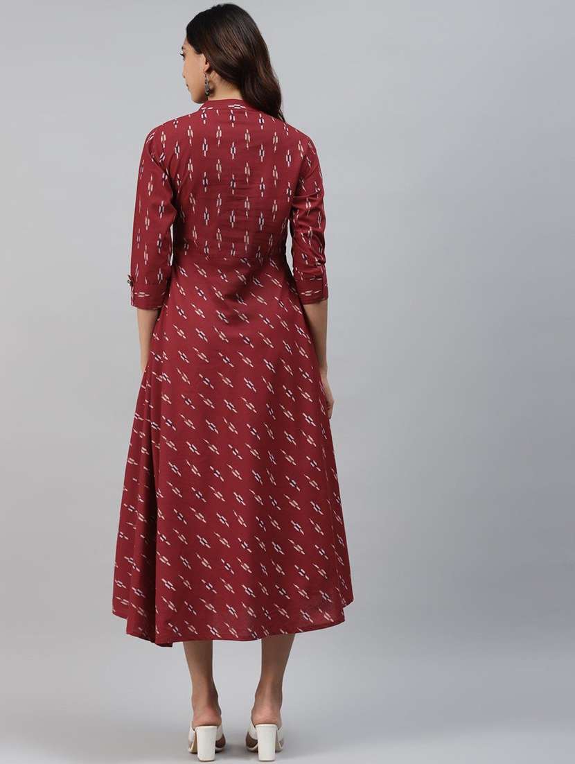 women printed three quarter sleeve a-line kurta - 22310907 -  Standard Image - 3