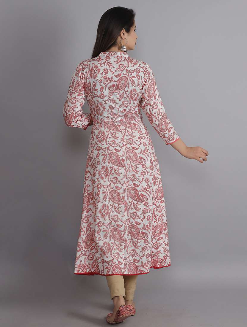 women printed three quarter sleeve front slit kurta - 22310936 -  Standard Image - 3