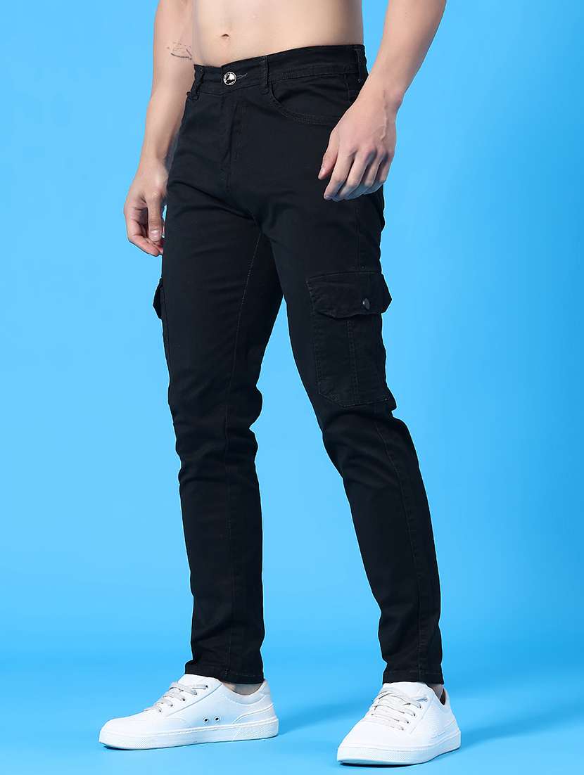 men solid mid rise regular fit cargo  - 22311677 -  Standard Image - 3