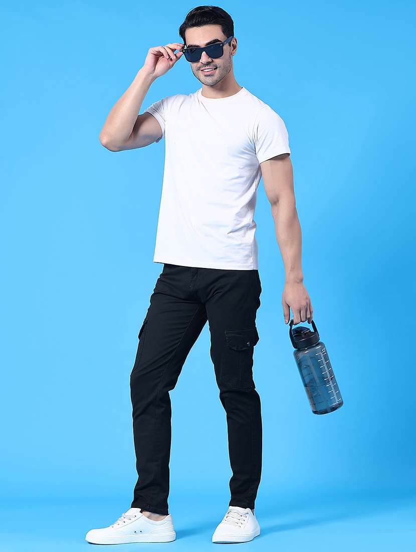 men solid mid rise regular fit cargo  - 22311677 -  Standard Image - 5