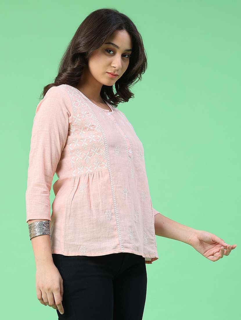 Women Embroidered Three Quarter Sleeves A-line Top - 22311766 -  Standard Image - 3