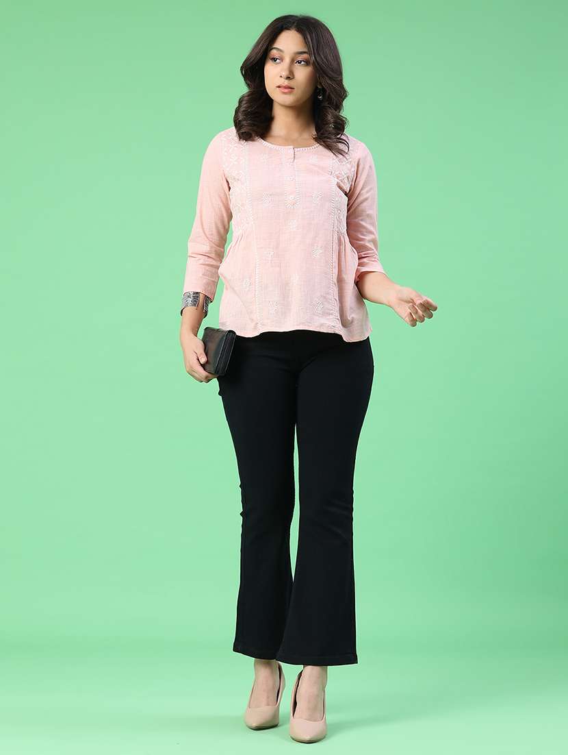 Women Embroidered Three Quarter Sleeves A-line Top - 22311766 -  Standard Image - 5