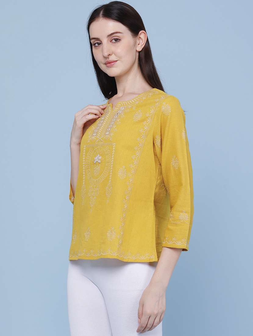 women embroidered three quarter sleeves regular top - 22311769 -  Standard Image - 3