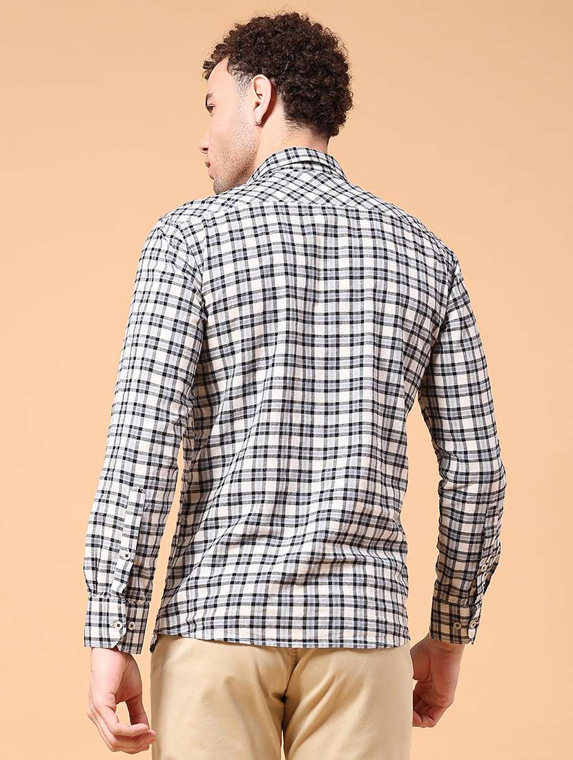 men checkered long sleeve slim fit casual shirt - 22311846 -  Standard Image - 3