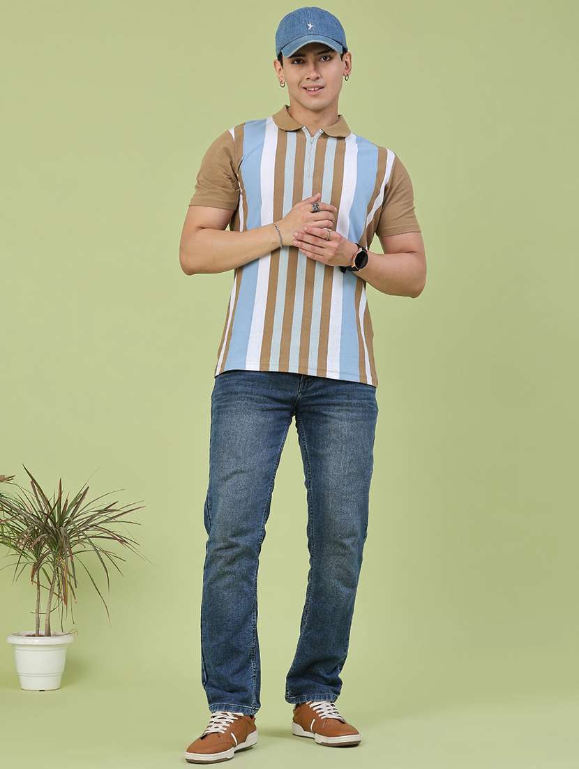 men striped short sleeve regular fit polo t-shirt - 22311870 -  Standard Image - 5