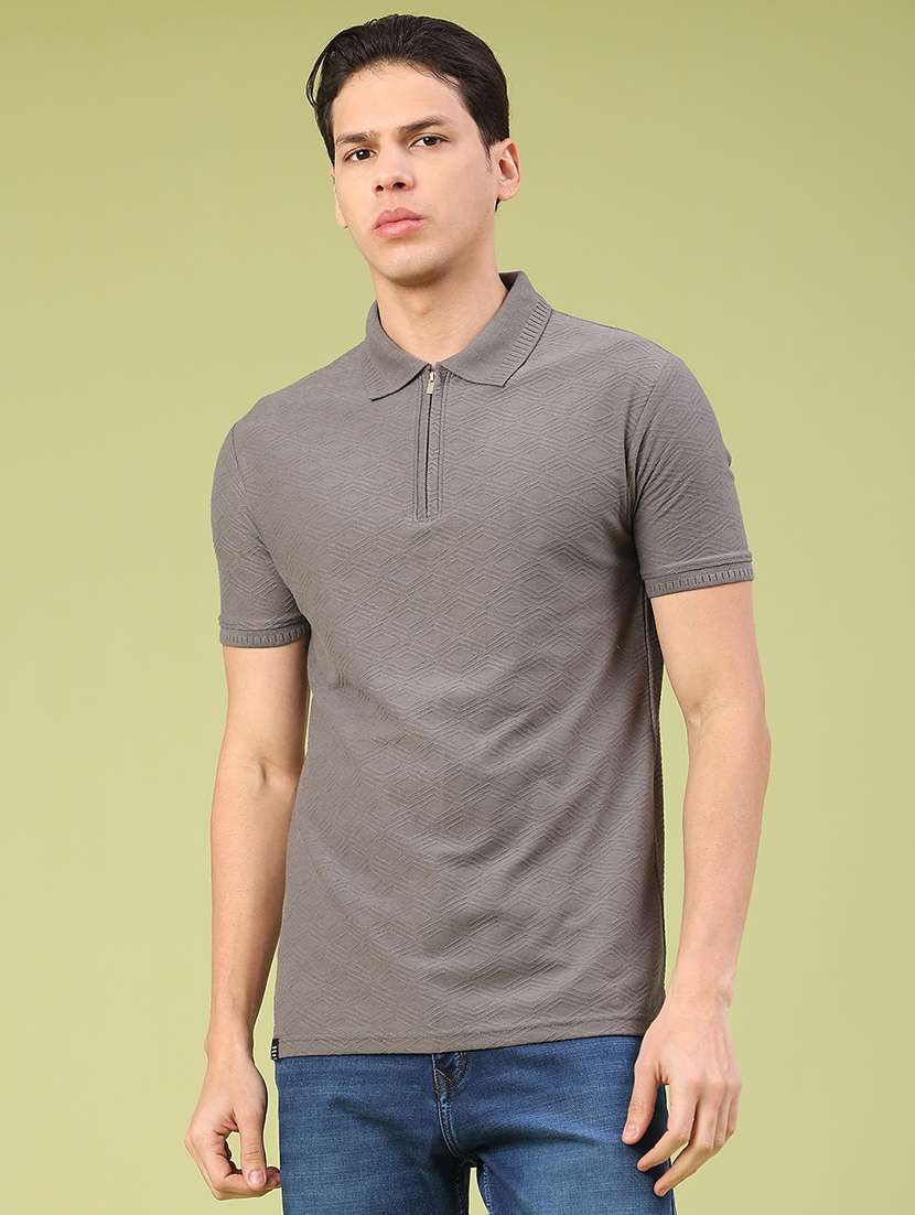 men self design short sleeve polo t-shirt