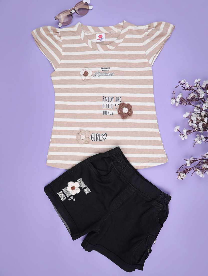 girls printed top and short set