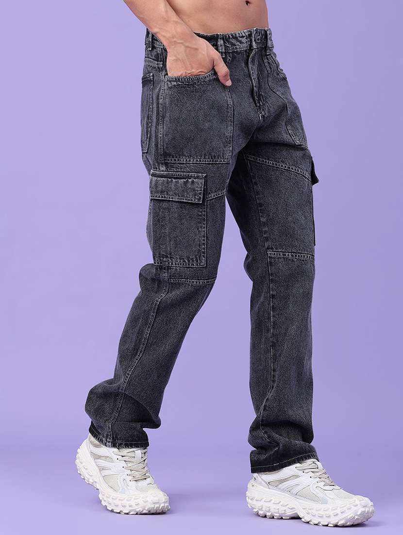 Men Washed Mid Rise Regular Fit Cargo Pant - 22311942 -  Standard Image - 3