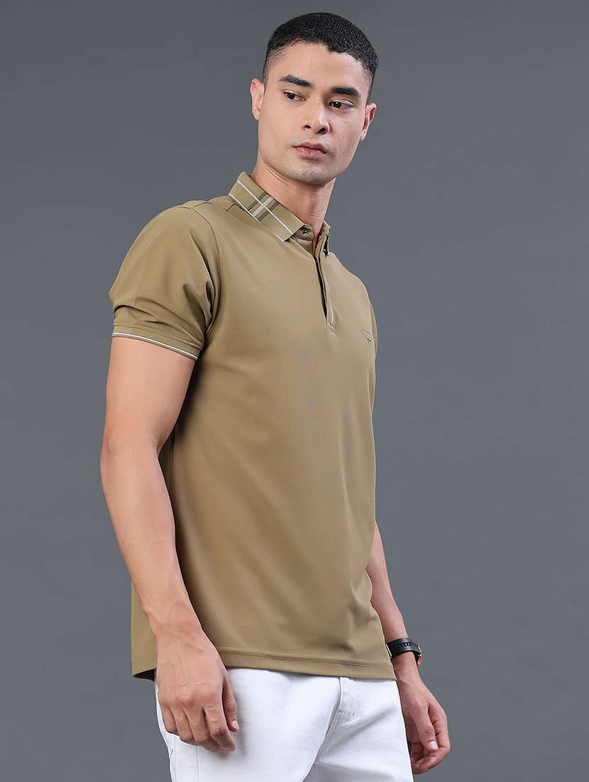 Men Solid Short Sleeve Regular Fit Polo T-shirt - 22311950 -  Standard Image - 3