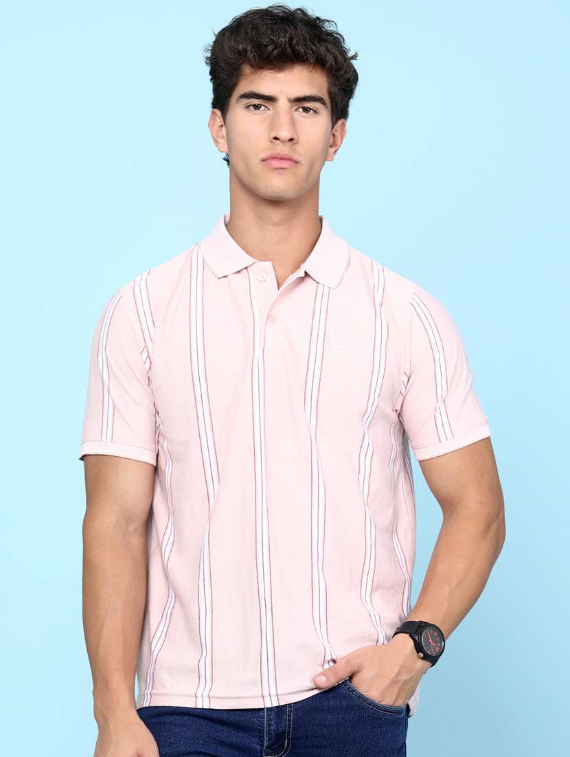 men striped short sleeve regular fit polo t-shirt