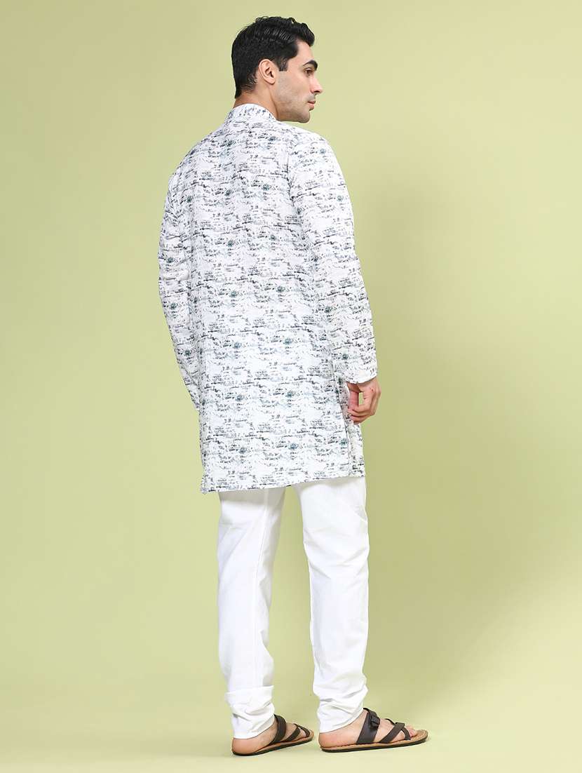 Off White Cotton Kurta Pyjama Ethnic Wear - 22312008 -  Standard Image - 3
