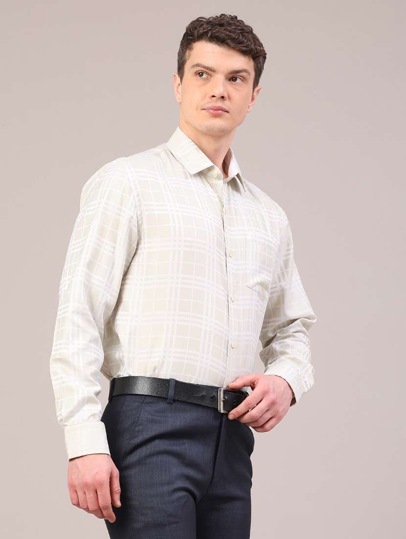 men checkered long sleeve slim fit formal shirt - 22312035 -  Standard Image - 3
