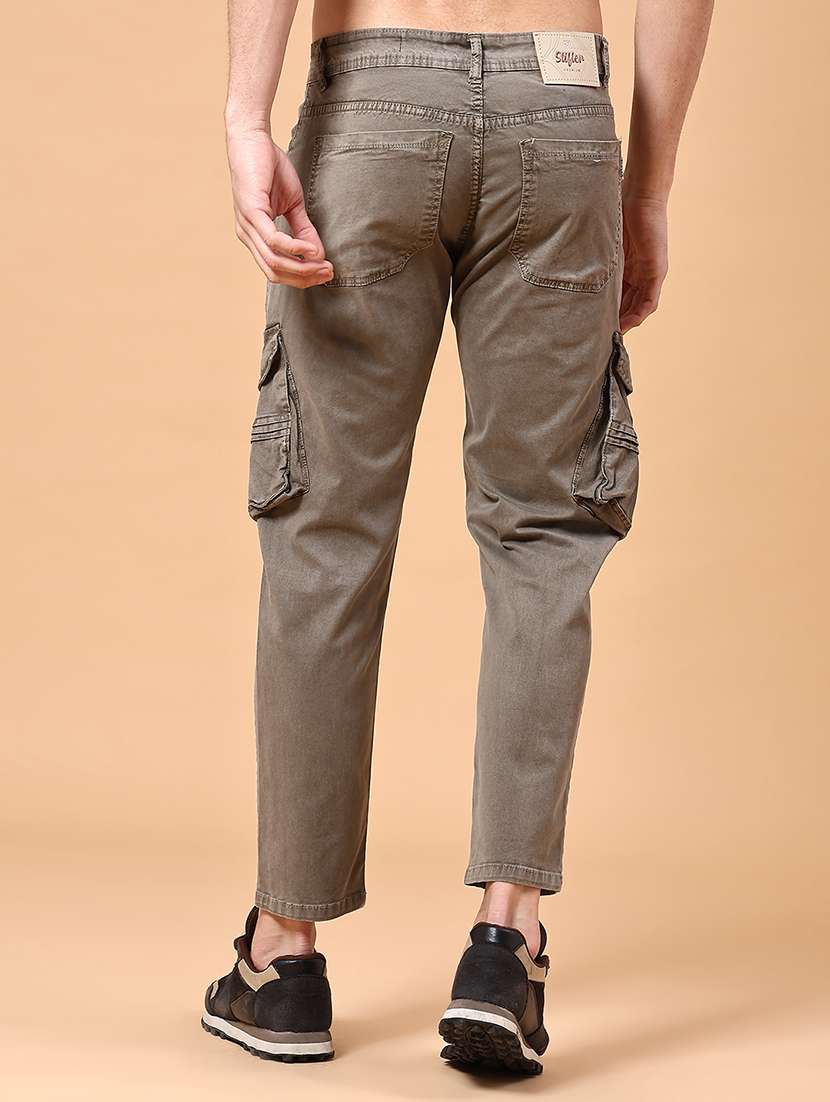 men solid mid rise regular fit cargo  - 22312070 -  Standard Image - 3