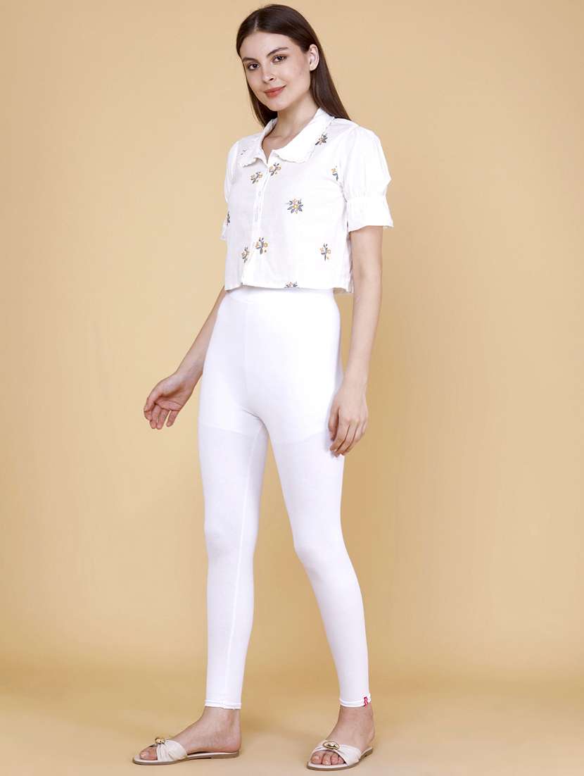 women embroidered short sleeves crop top - 22312089 -  Standard Image - 5