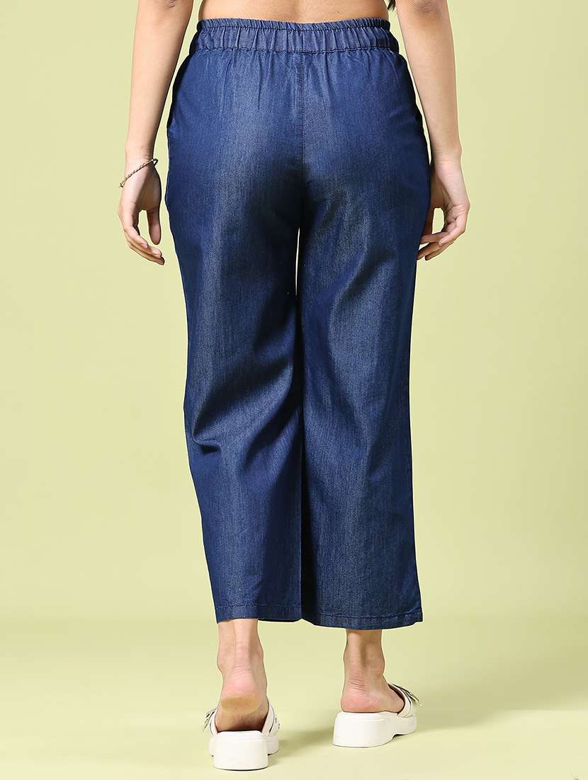 women solid mid rise straight trouser - 22312095 -  Standard Image - 3