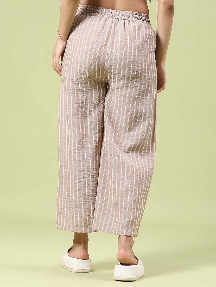 women striped mid rise straight palazzo - 22312098 -  Standard Image - 3