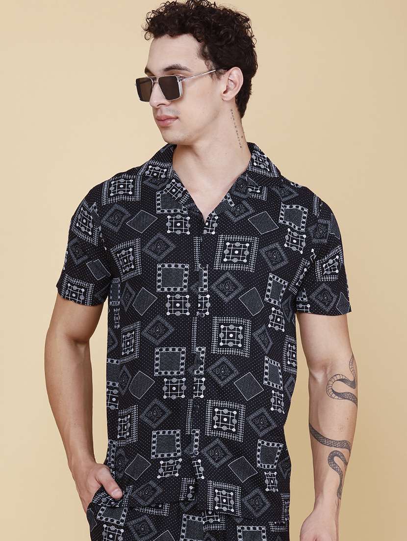 Men Printed Short Sleeves Shirt And Shorts Co-ord Set - 22312139 -  Standard Image - 3