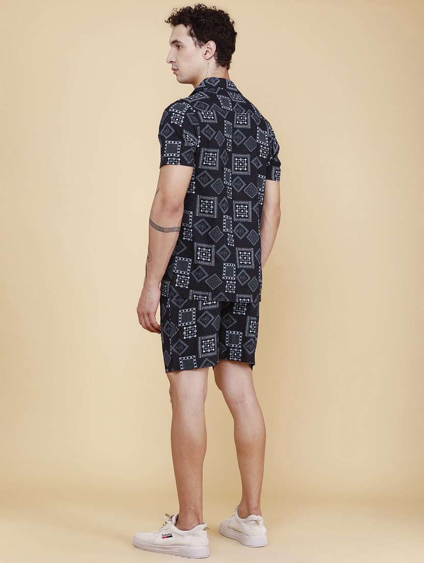 Men Printed Short Sleeves Shirt And Shorts Co-ord Set - 22312139 -  Standard Image - 5