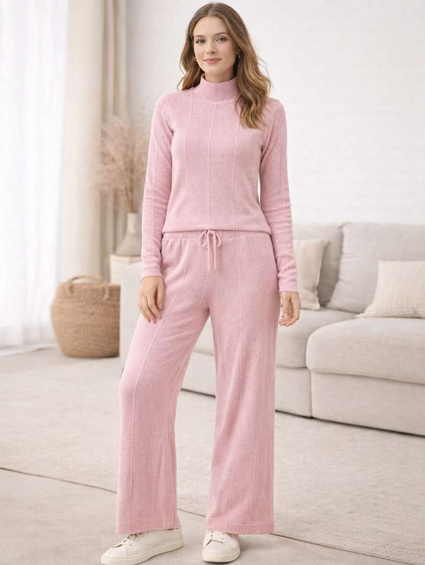 women solid winter wear co-ord set